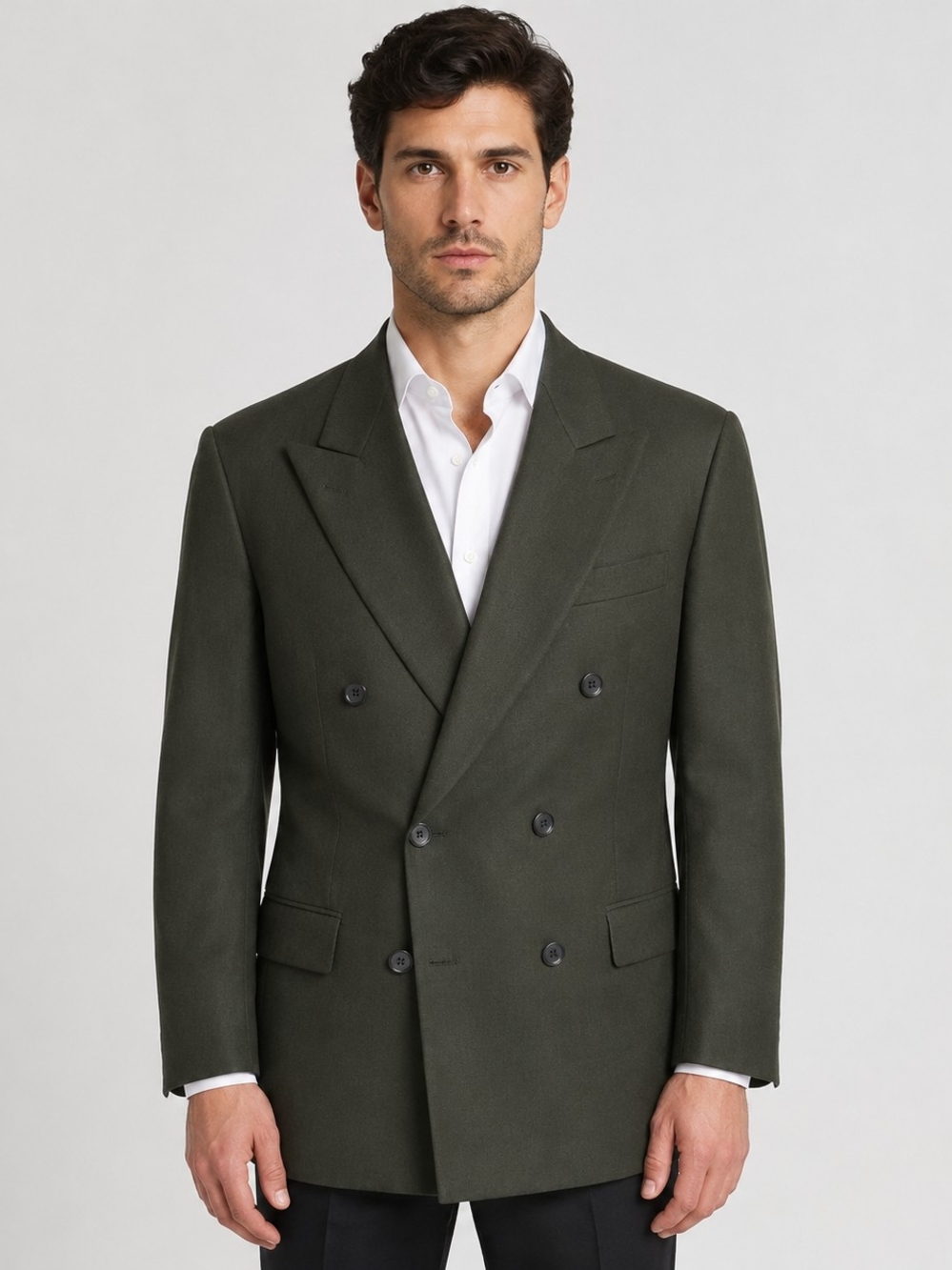 Moores Men’s Dark Green Pure Wool Double-Breasted Blazer 40S Made in Canada